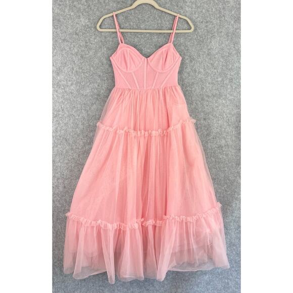 Forever 21 Dresses & Skirts - Forever 21 Tulle Ruffled Bustier Dress Womens Small Pink Fairy Whimsy Delicate